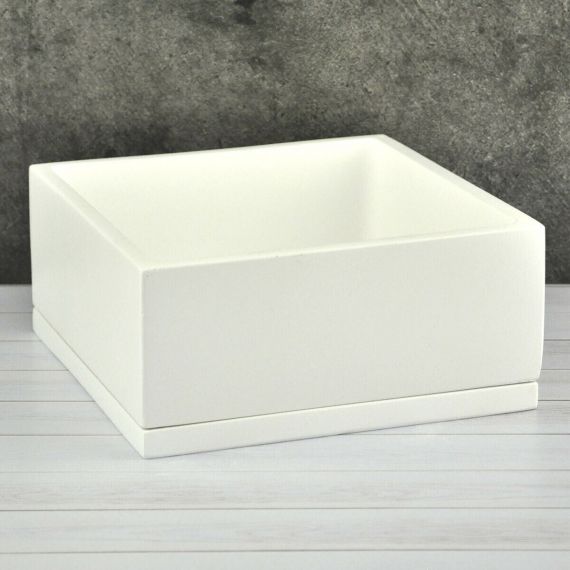 Горшок Кубик белый низкий 20*20/Н9см NK 11/8