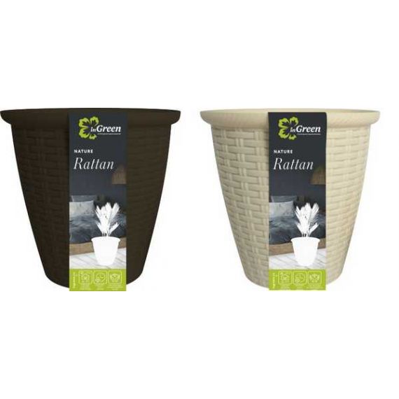 Горшок для цветов InGreen Republic D185 3л с дренажной вставкой 1,5л Лен ING6212, изображение 2