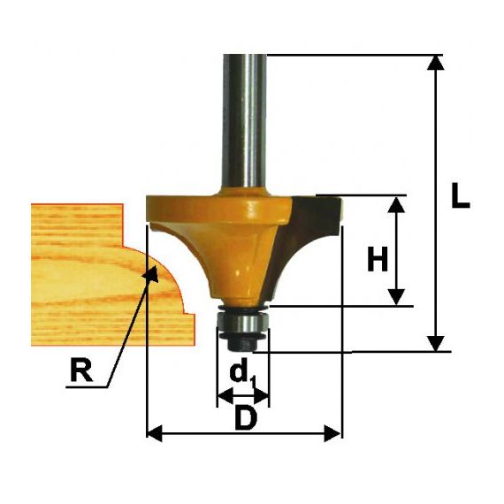 Фреза кромочная калевочная ЭНКОР 44,5х22мм, r15,8 хв.12мм.
