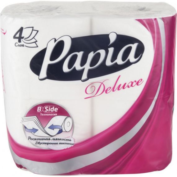 Бумага туалетная PAPIA 4-х слойная 4шт.
