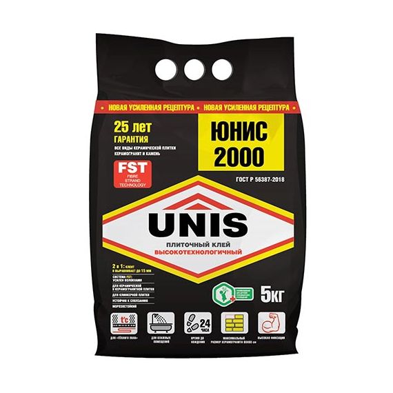 Клей для плитки Юнис 2000 5кг  (6) 26218/ 200384