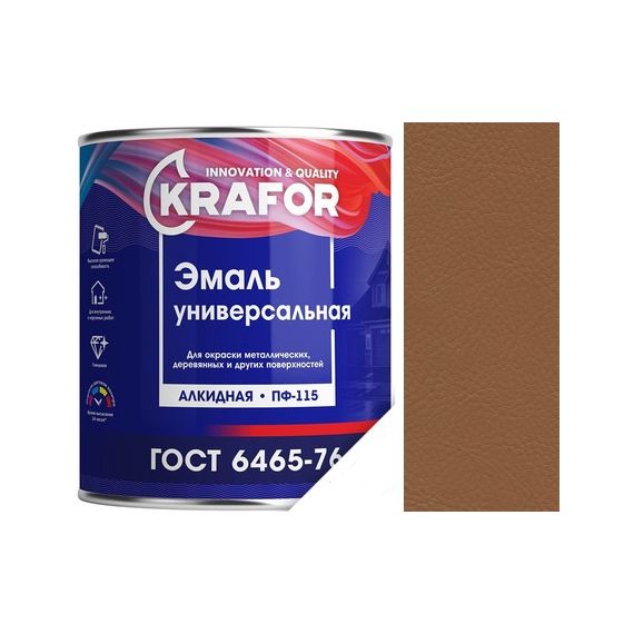 Эмаль ПФ-115 KRAFOR 0,8кг Шоколадная  25970/206152