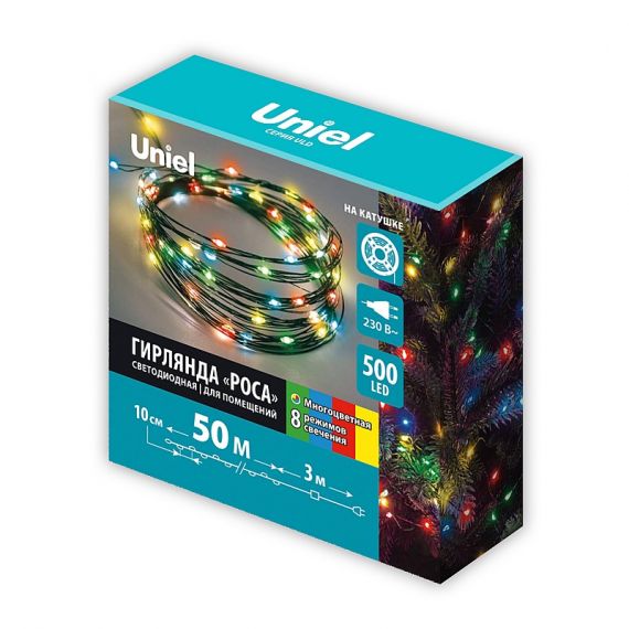 Гирлянда светодиод. 50м Роса Uniel ULD-S5000-500/DGA разноцветн IP20 12087