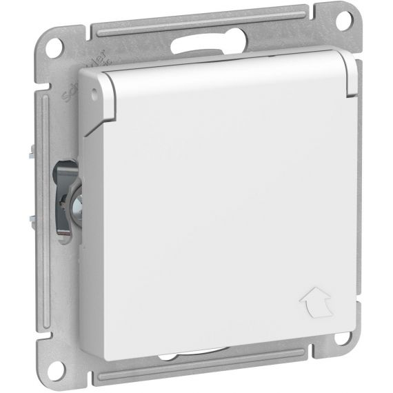 Механизм розетки 16А со шторками и крышкой с заземлением белая ATLAS DESIGN  ATN000146