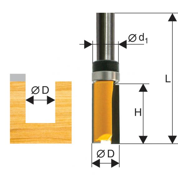 Фреза кромочная прямая ЭНКОР 28,6х38мм хв.12мм.  10539/46185