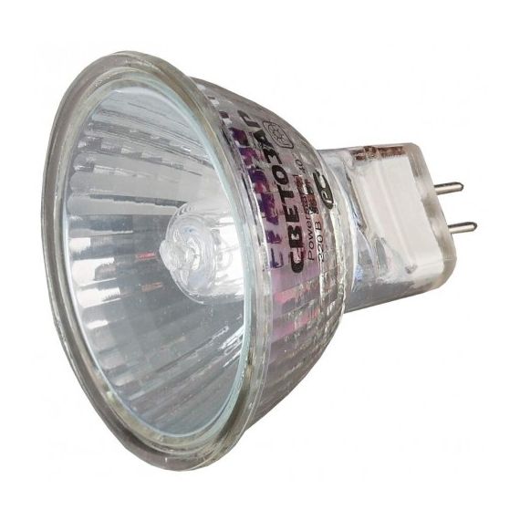 Лампа галогенная софитная GU5.3 СВЕТОЗАР с защ.стеклом  75Вт,220В  44817