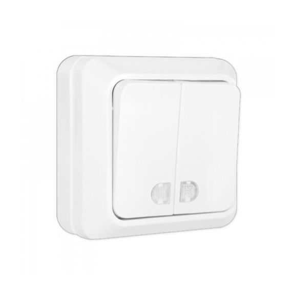 ОЛИМП Выкл.2кл.10А о/у c индикацией белый