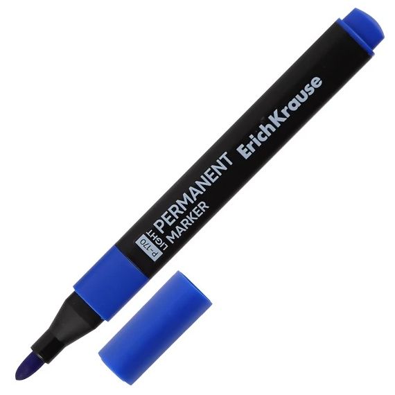 Маркер перманентный, пулевидный, 2,5 мм, цвет синий P-170 light, Erich Krause, 63564