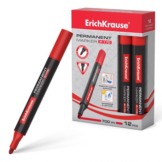 Маркер перманентный, пулевидный, 2,5 мм, цвет синий P-170 light, Erich Krause, 63564, изображение 2