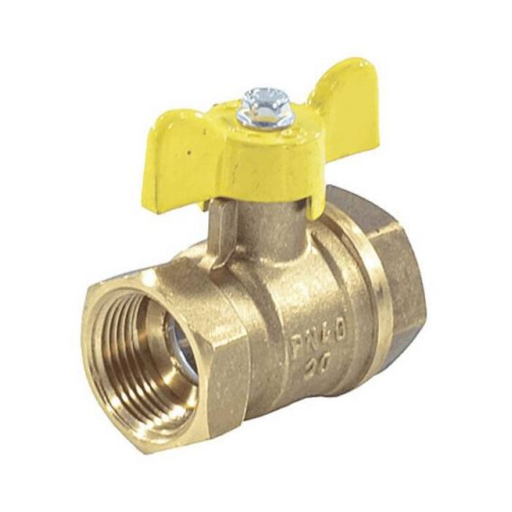 Кран шаровой латунь газ 11Б27фтМ Ду 15 Ру40 ВР бабочка VALFEX VF.277.LB3.012