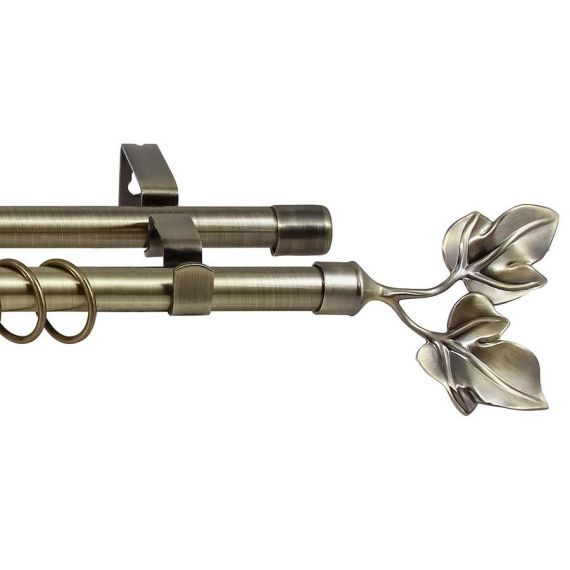 Карниз кованый раздвижной 2-х ряд лист 1,6-3,01 антик-золото 16*19мм