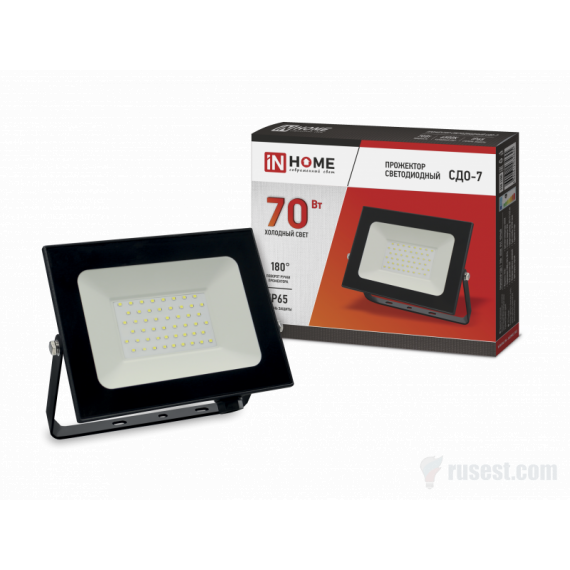 Прожектор светодиодный СДО-7 70Вт 230В 6500К IP65 черный IN HOME  4645