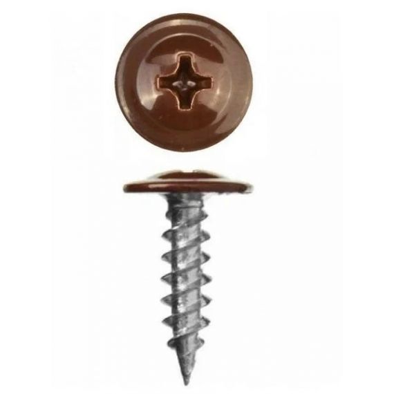 Саморезы с прессшайбой 4,2*32 острые (темно-коричневые) RAL8017