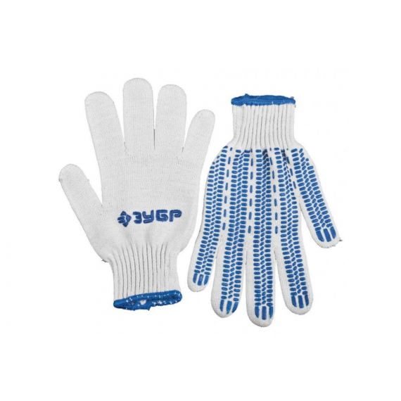 Перчатки ЗУБР ЭКСПЕРТ-ПРОТЕКТОР трикотажные,10 класс,х/б,с защитой от скольжения  11452