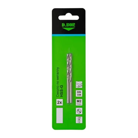 Сверло по металлу HSS-G 1,0*12/34 "D.BOR" 2шт