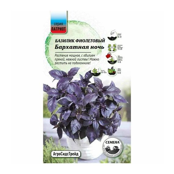 Семена АСТ Базилик овощной Бархатная ночь 0,25г