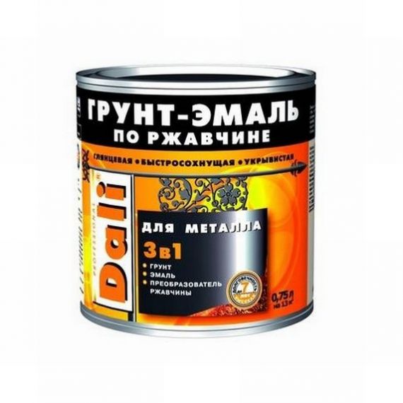 Грунт-эмаль по ржавчине DALI 3в1 0,75л глянцевая серая