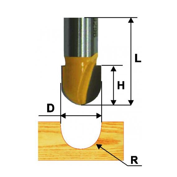 Фреза пазовая гальтельная ЭНКОР 12,7х10,r6.35 хв.8мм.  9297/46062