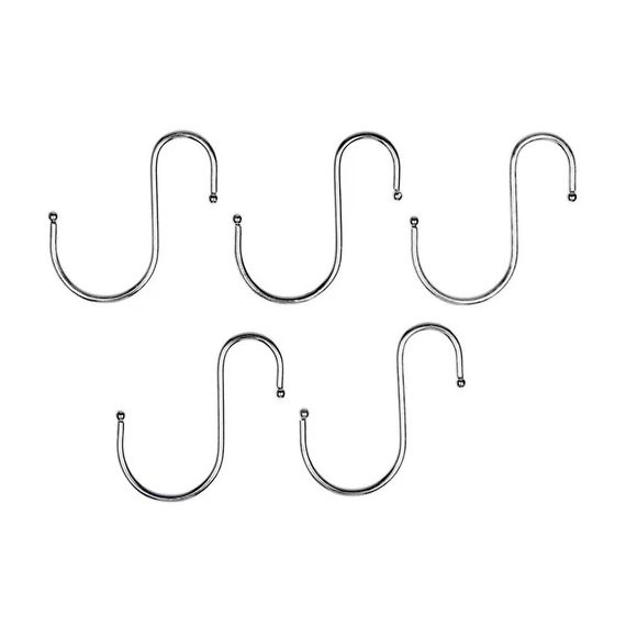 Набор крючков для рейлинга Доляна, d=2,4 см, 7 см, 5 шт, цвет хром 1038450