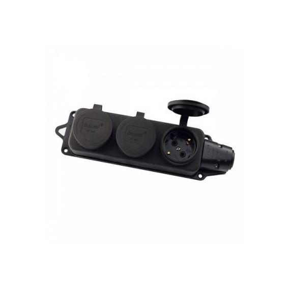 Розетка каучук 3ОП с заглушками 2Р+2РЕ 16А Lezard 106-0400-0101/101