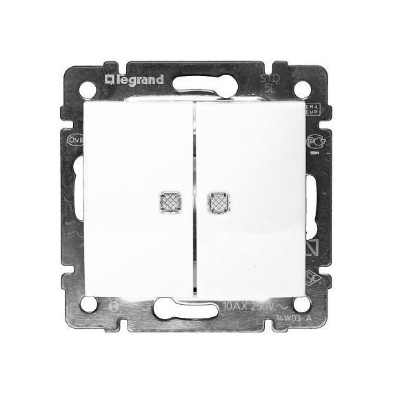 ЛЕГРАНД Выкл.2кл.бел.с подсв.