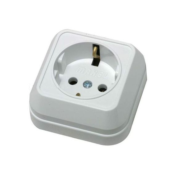 МАКЕЛ Розетка 1гн. с/з белая 45108