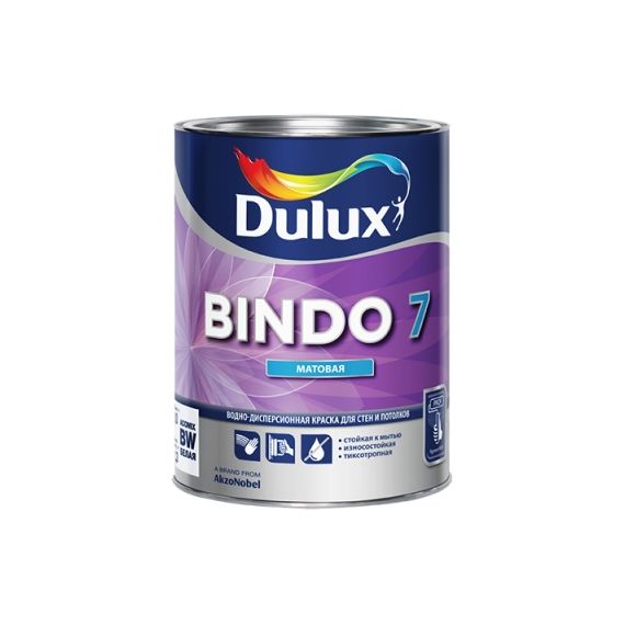 Краска Dulux Professional Bindo 7 Экстрапрочная для стен и потолков (1 л) белая база BW