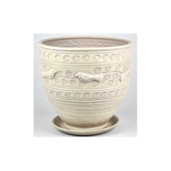 Горшок ПТИЦЫ бутон бел. 32см  75-326
