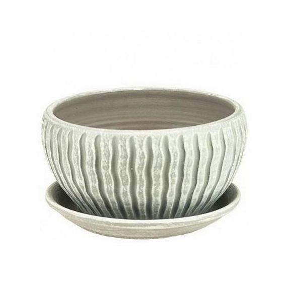 Горшок МАНЕ плошка бел/сер. 22см  47-218