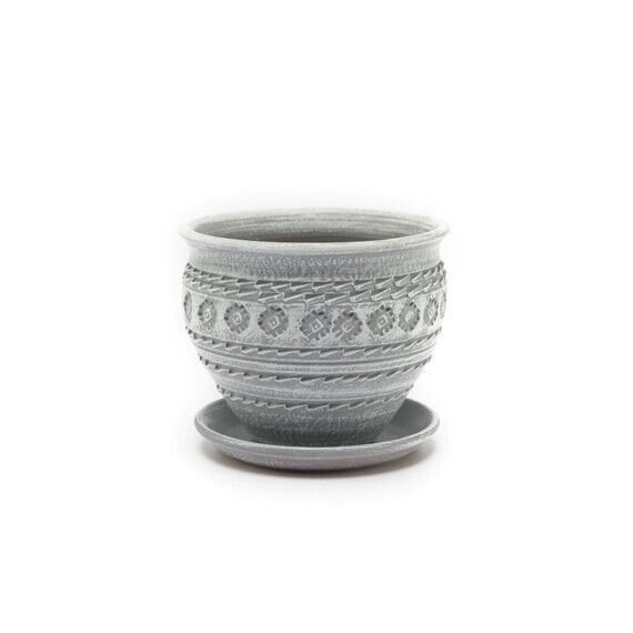 Горшок Кружева Чугунок серый 16*13  09-039  663163