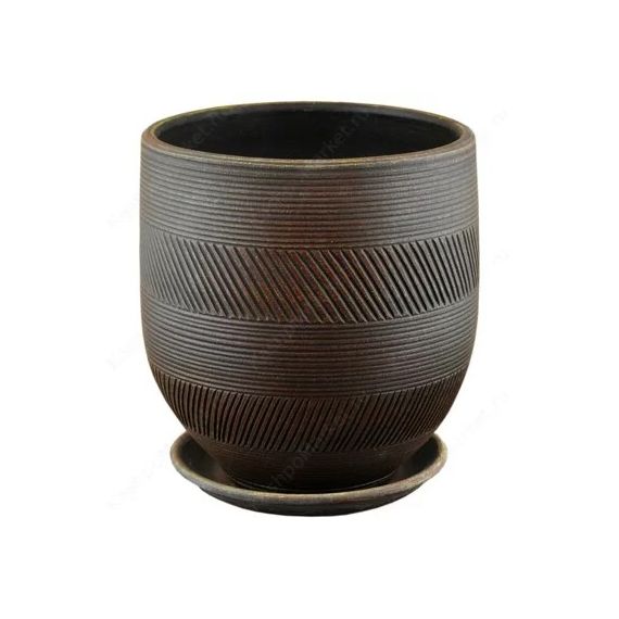 Горшок Страйп шоколад овал 23см 81-305