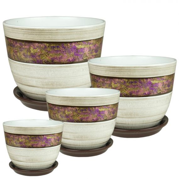 Горшок ТРИДО милан керамика V-5,4л  коричневый-бежевый 640737