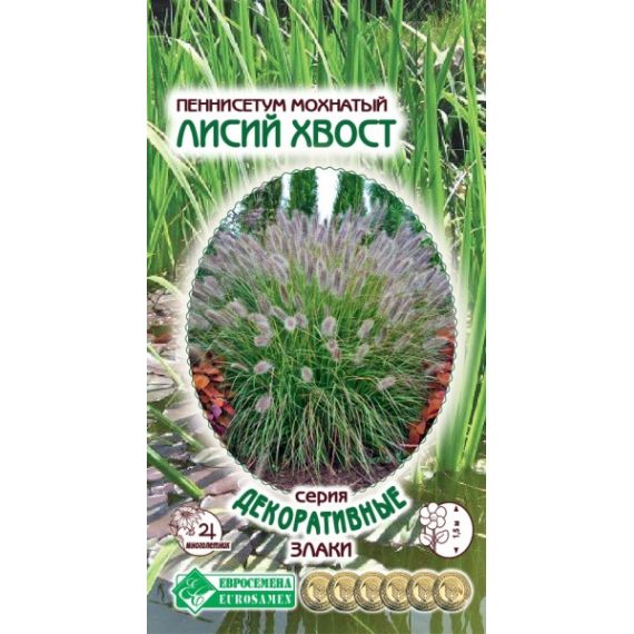 Семена Евросемена Пеннисетум мохнатый Лисий Хвост 5шт