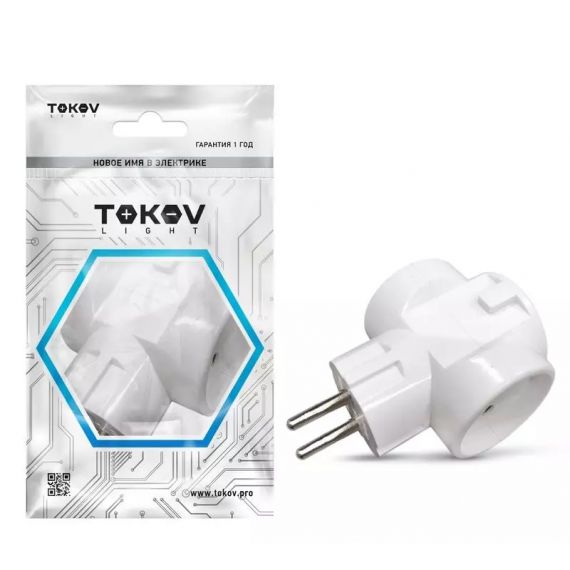 Разветвитель 3-м б/з 16А 250В IP20 ABS-пластик бел. TOKOV  TKL-S3C-C01  1745039