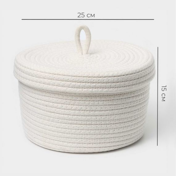Корзина для рукоделия "Бэлл", с крышкой, хлопок, 25х25х15 см,  5600099