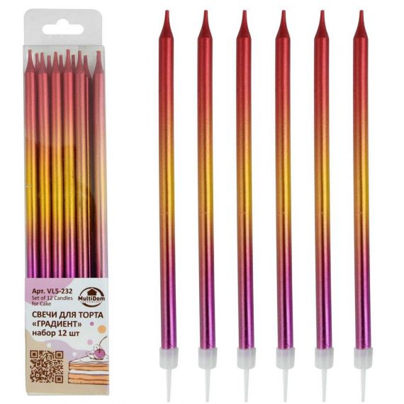 Свечи для торта 12шт Градиент 5-232