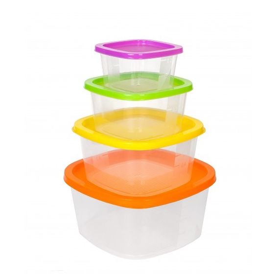 Контейнер для хран.продуктов BioFresh 4шт (0,23/0,5/0,9/1,55л),квадрат IS10507 Spark Plast  808929