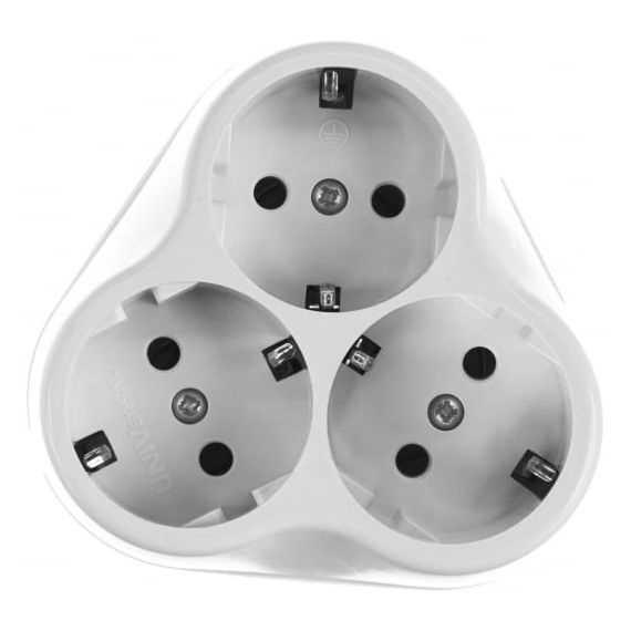 Тройник 16А с/з белый кругл. UNIVersal АК3030