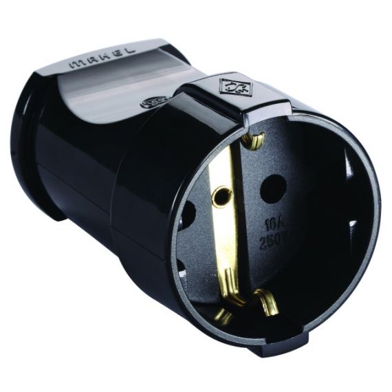 Штепсель 1 гн. с/з черное МАКЕЛ  10053