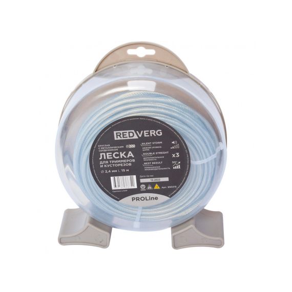 Леска триммерная 2,4*15м круглая с мет. сердечником Redverg 990215/ 409