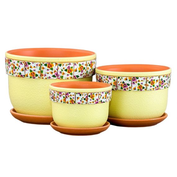 Горшок керам.с поддон. №1 в ассорт.