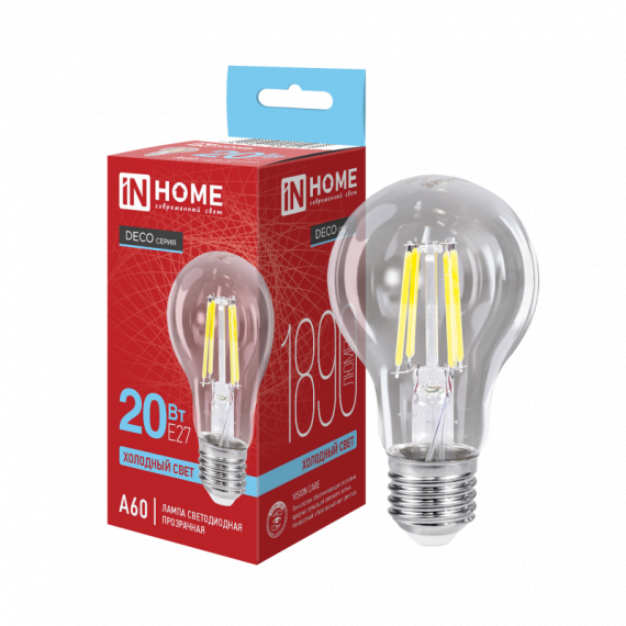 Лампа LED свеча-deco 9Вт 230В Е27 3000К 1040Лм прозрачн. 3249