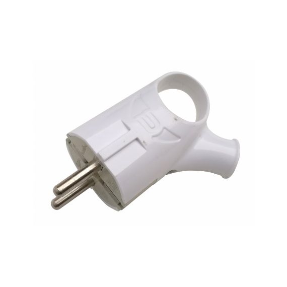 Вилка угловая с кольцом с заземлением 16А белая 4120 IN HOME 9124