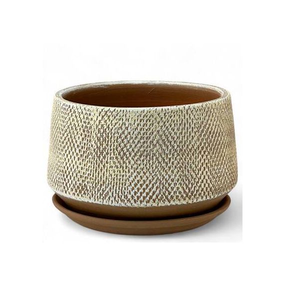 Горшок Лён бежевый плошка 17см  52-130   747009