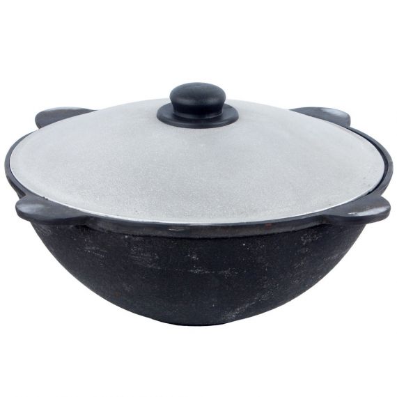 Казан 6л узбекский чугунный с алюмин крышкой  200-127