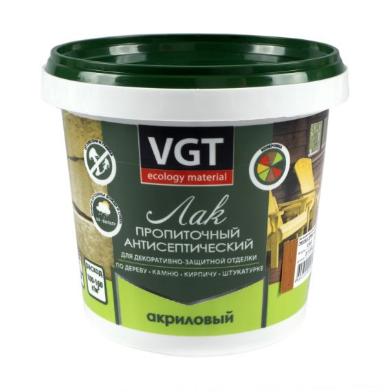 Лак 0,9 акриловый пропиточный с антисептиком ореховое дерево ВГТ 15070