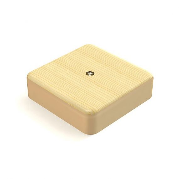 Коробка распаячная о/у 75*75*23 СОСНА с текст.дерева д/наружн.монтажа с контакт.группой