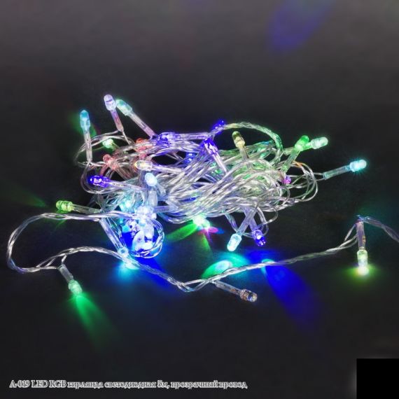 Гирлянда светод. А-019 RGB LED 5м с контр. провод прозр.