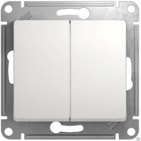 Выключатель 2-клавишный 10АХ белый ATLAS DESIGN  ATN000151