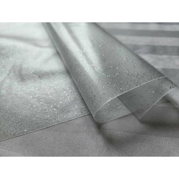 Скатерть Гибкое стекло 140см блестки серебро